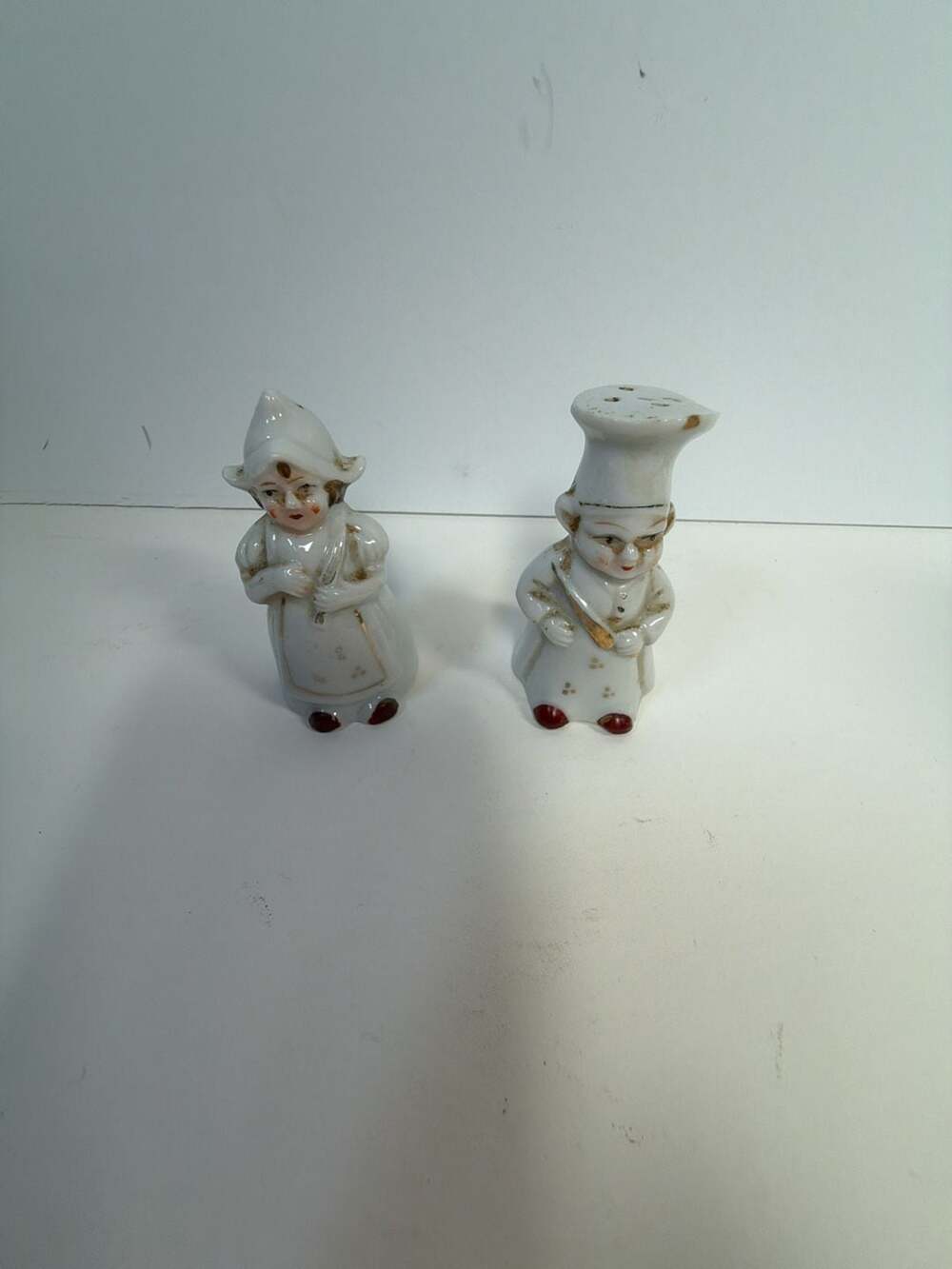 Vintage Porcelain Dutch Boy and Girl Salt and Pepper Shakers